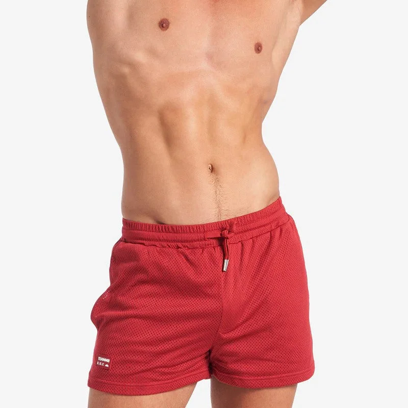 Short Design Teamm8 S.S.C 3" mesh short maroon red
