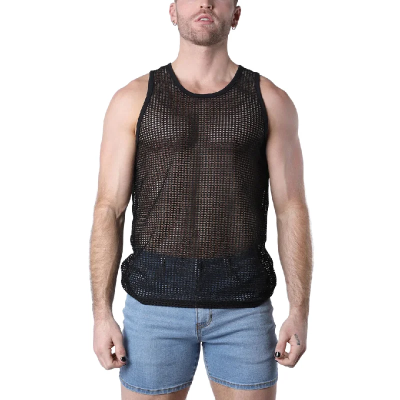 Unique Design Timoteo Palm Canyon crochet mesh tank black