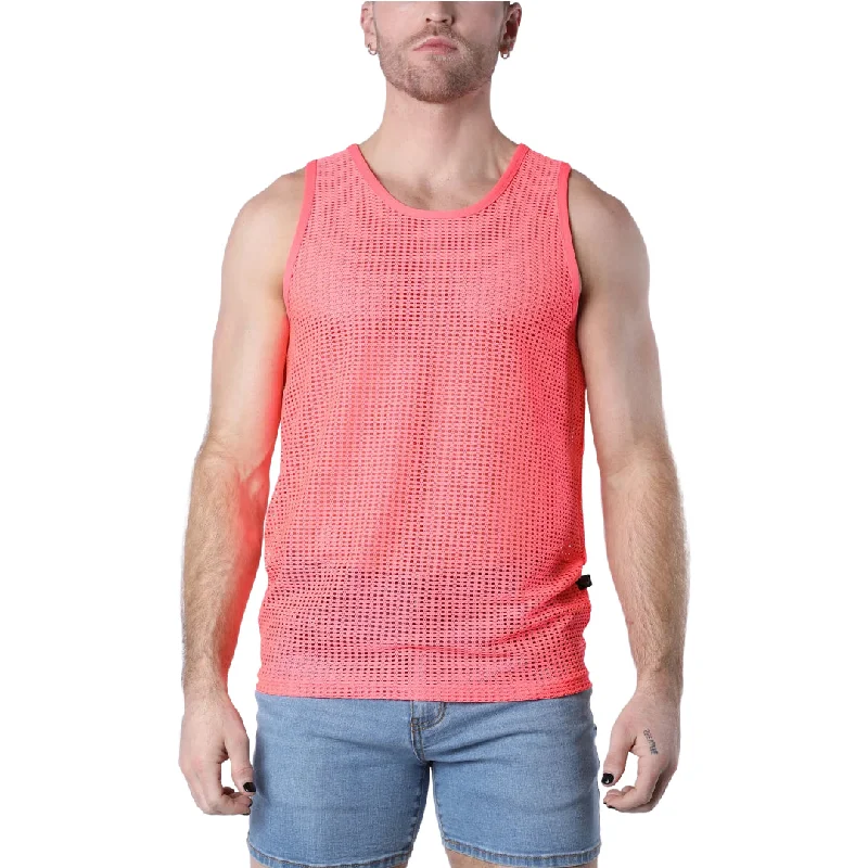 Romantic And Fresh Timoteo Palm Canyon crochet mesh tank pink