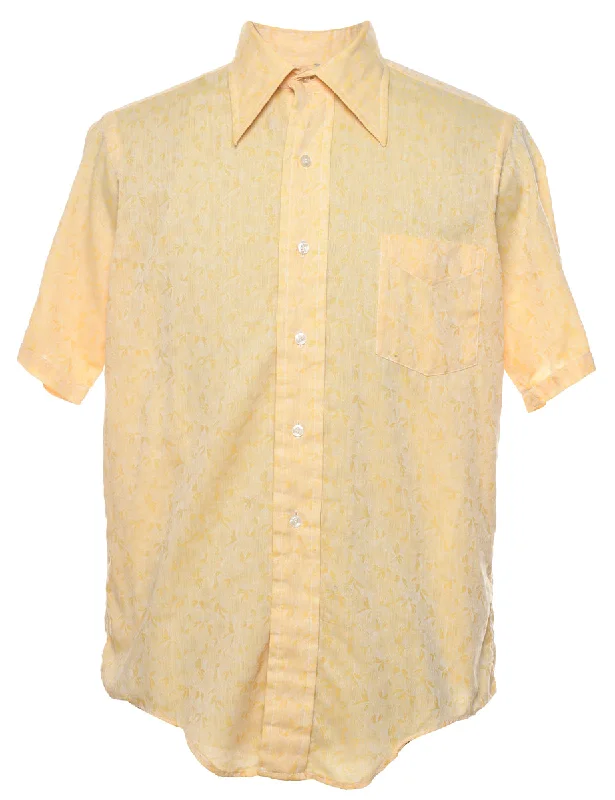 Soft Wear 1970s Yellow Floral Print Shirt - M