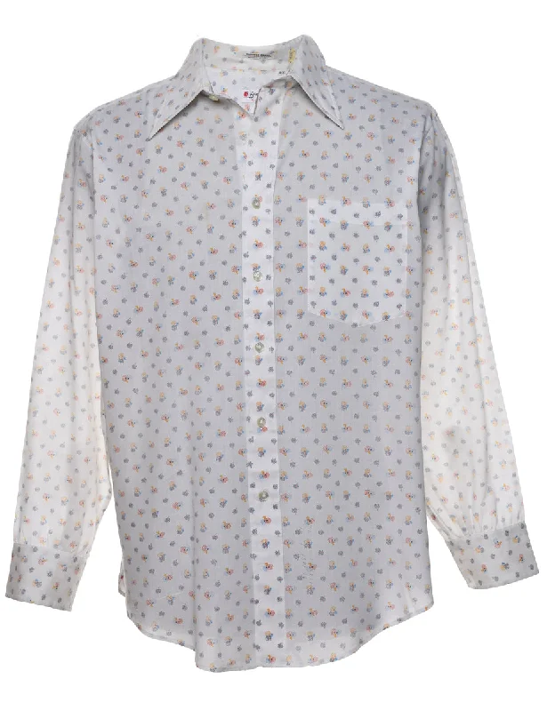 Simple Solid Color 70's Collar Shirt - M