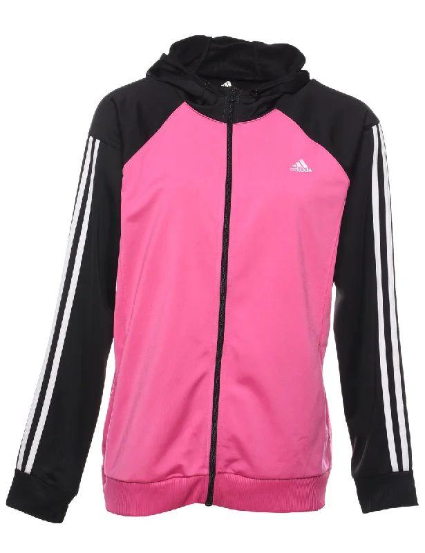 Nightclub Style Adidas Hooded Black & Pink Track Top - XXL