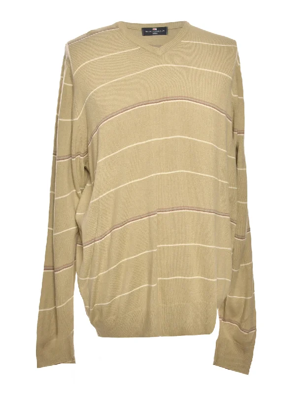 Modern Tailoring Beige Striped Jumper - M