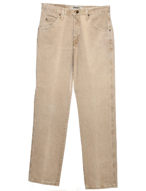 High-end Design Beige Wrangler Straight-Fit Jeans - W30 L33