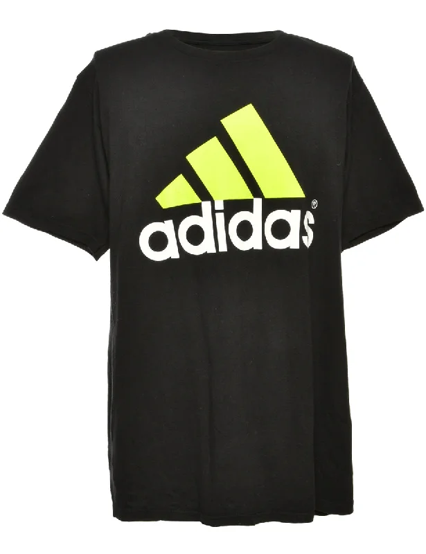Romantic And Fresh Black Adidas Printed T-shirt - L