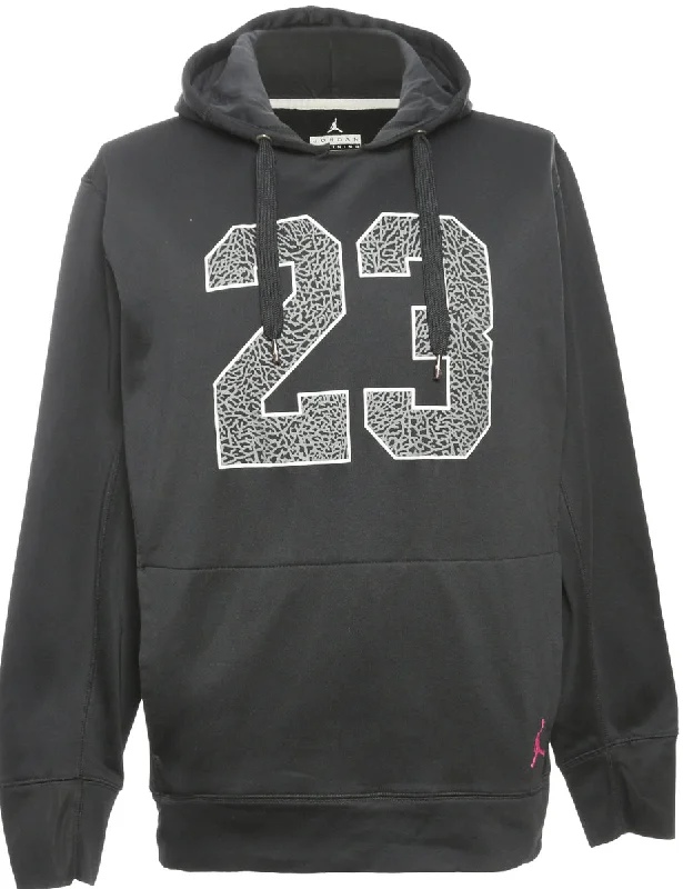 Layered Style Black Air Jordan Printed Hoodie - XL
