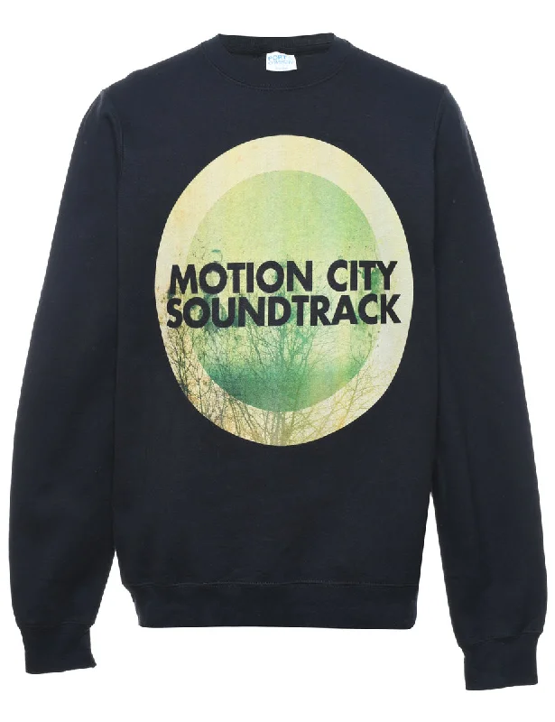 Classic Style Black Motion City Sound Track Printed Sweatshirt - M