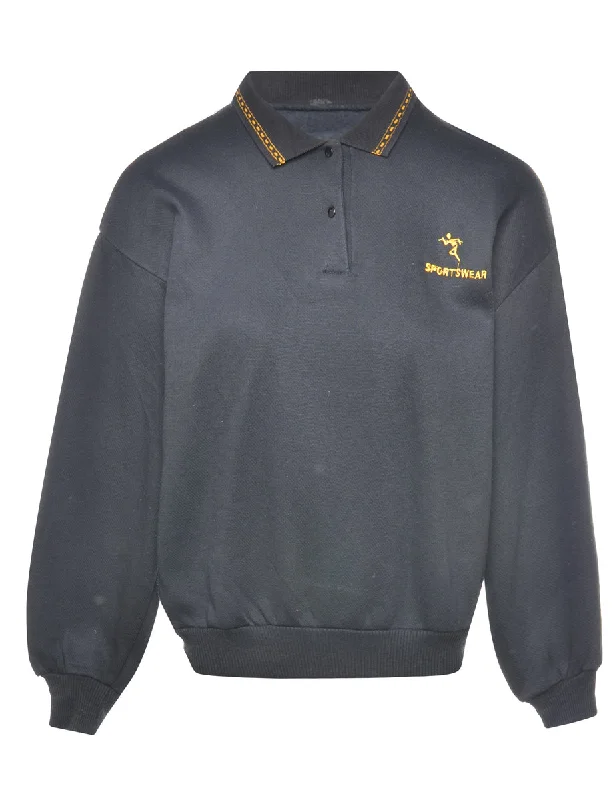 Comfortable Fashion Black Plain Sweatshirt - M