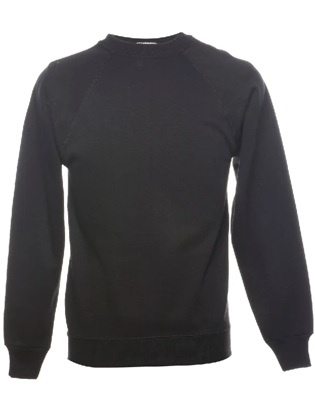 Thin Design Black Plain Sweatshirt - S