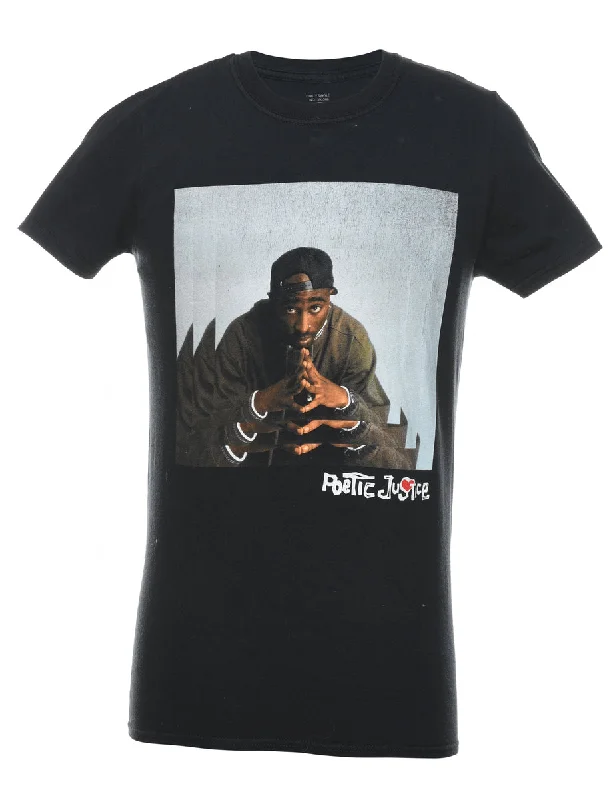 Fresh And Natural Black Poetic Justice Printed Black 90s T-shirt - S
