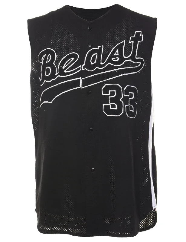 Minimal Style Black & White Button-Front Jersey - L