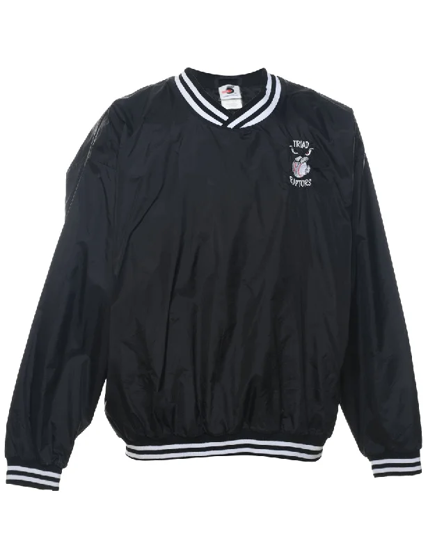 Casual Fit Black & White Embroidered Triad Raptors Sweatshirt - L