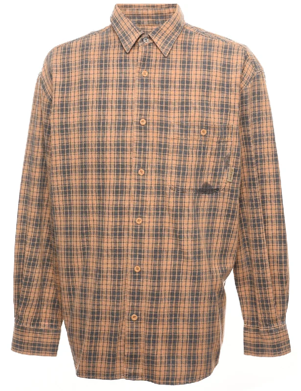 Modern Chic Brown & Beige Classic Flannel Shirt - L