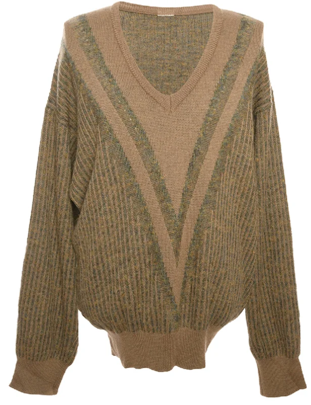 French Style Brown Long Sleeved Jumper - M