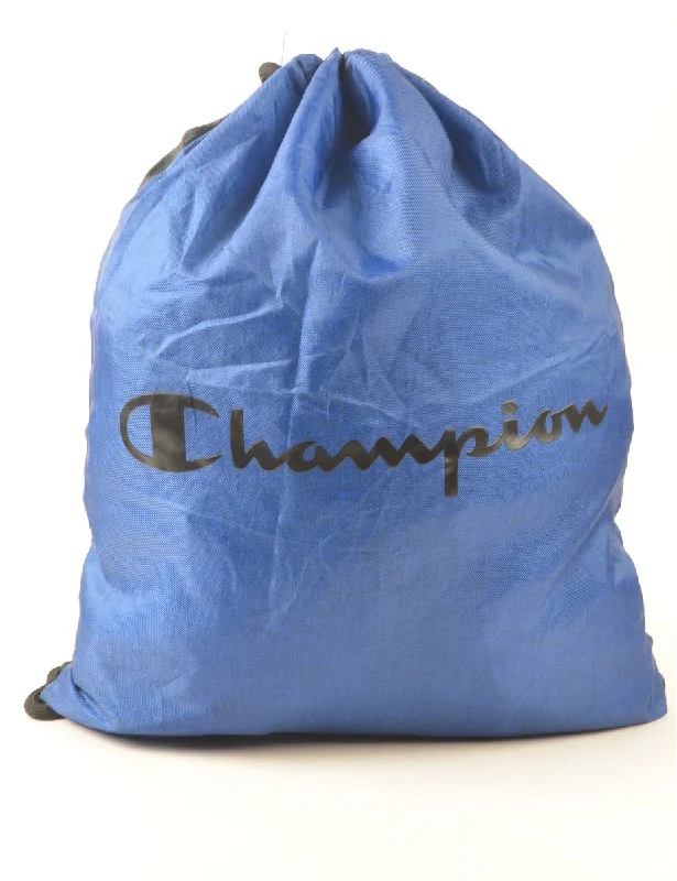 Minimal Classic Champion Black & Blue Drawstring Backpack - M