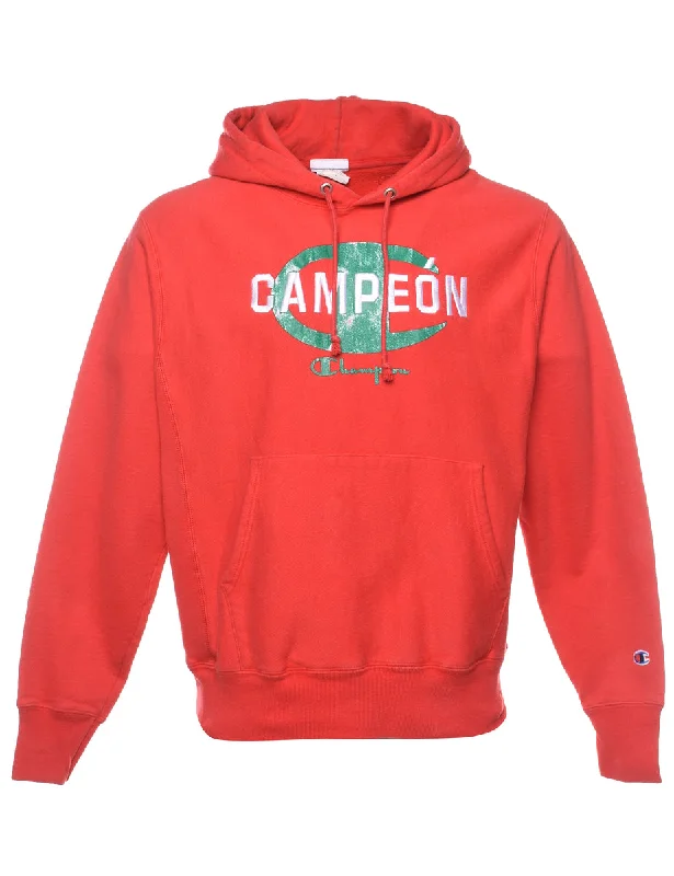 Dressing Tips Champion Reverse Weave Red Printed Hoodie - M