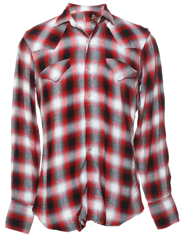 Exquisite Design Checked Black, Grey & Red Western Shirt - M