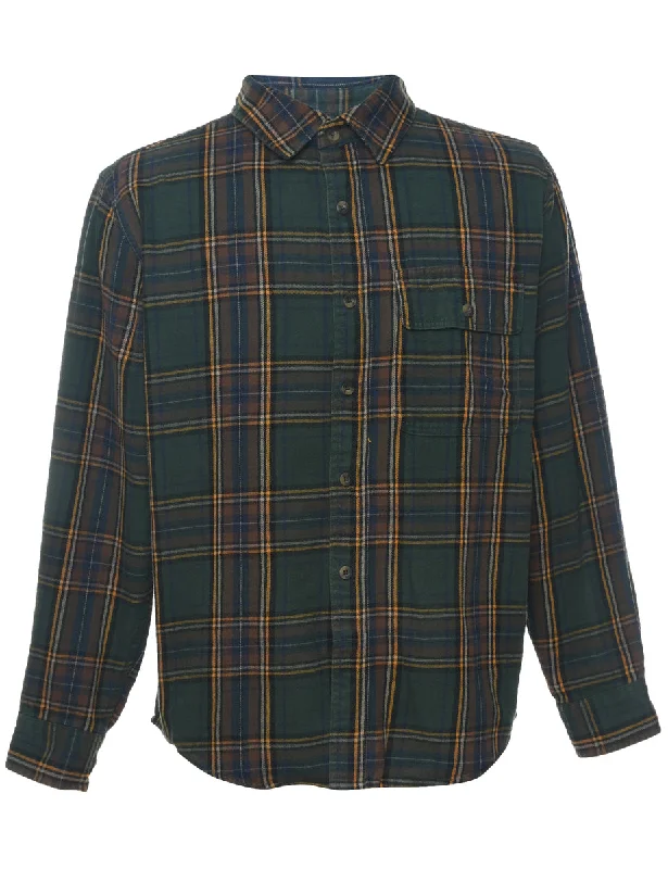 Relaxed Dresses Dark Green Checked Shirt - M
