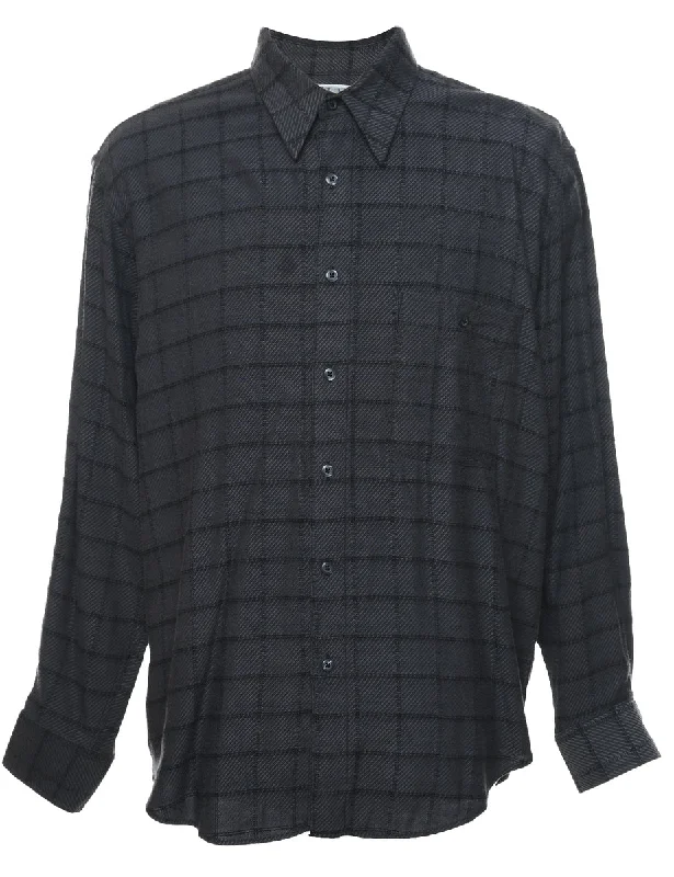 Cozy Fashion Dark Grey Checked Shirt - L