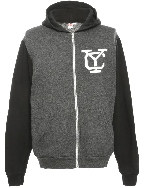 Soft Clothing Dark Grey Printed Hoodie - M