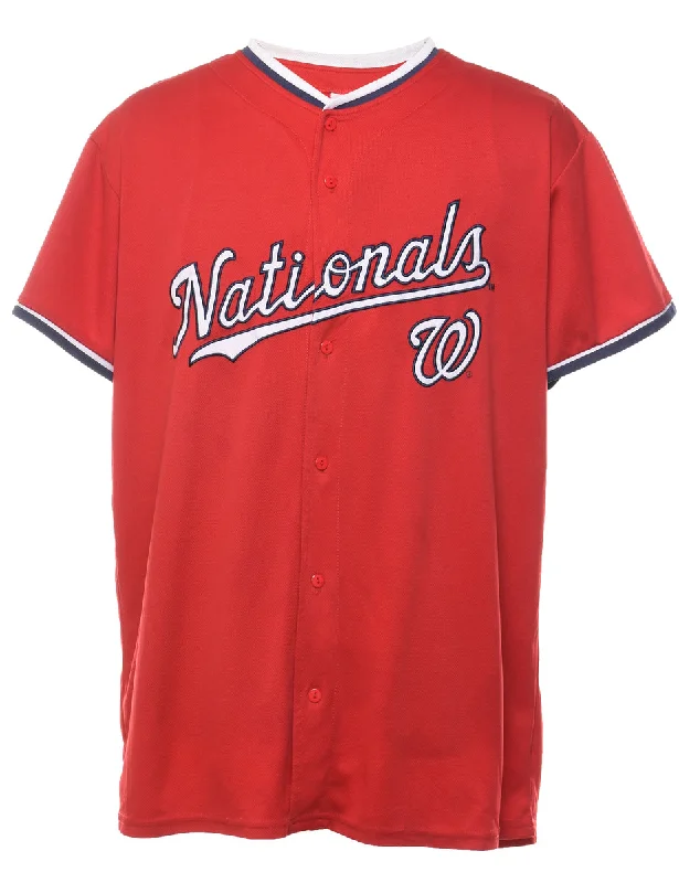 Classic Retro Embroidered Red & White #22 Nationals Jersey - L