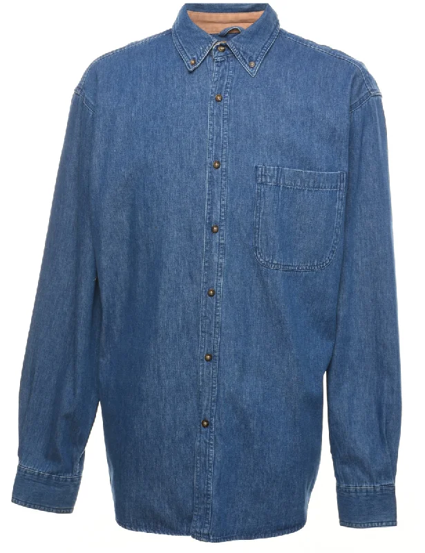 Cozy Chic Trends Faded Glory Medium Wash Denim Shirt - L
