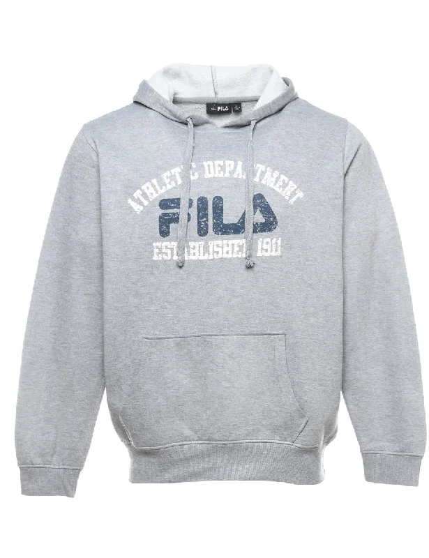Girl Style Fila Grey, White & Navy Printed Hoodie - L