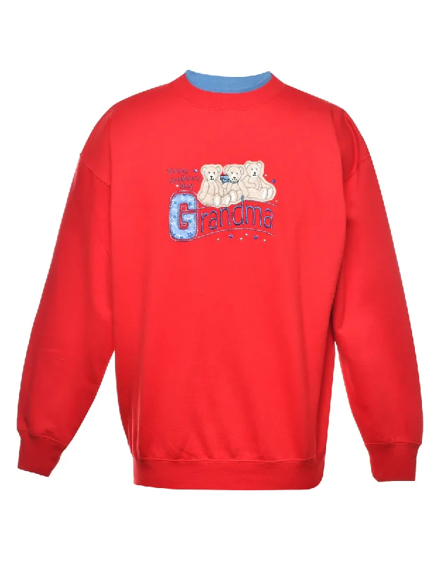 Everyday Chic Grandma Teddy Bear Embroidered Sweatshirt - M