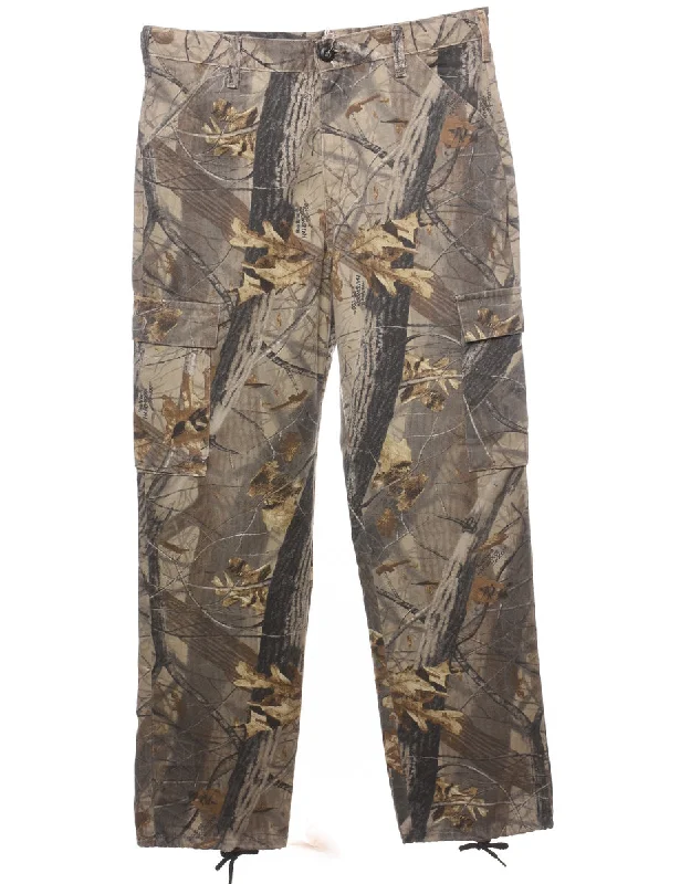 Cute Style Green Camouflage Print Trousers - W34 L32