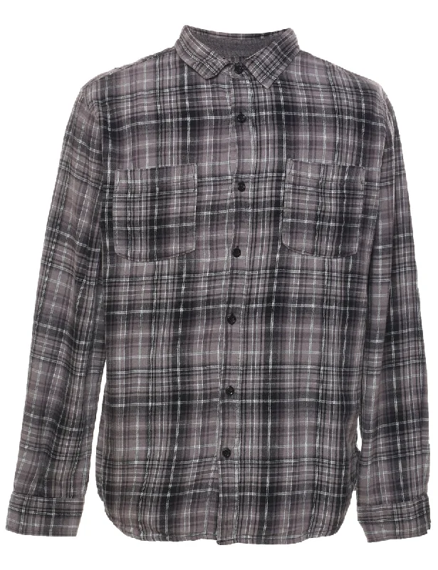 Customized Version Grey 1990s Flannel Checked Shirt - L