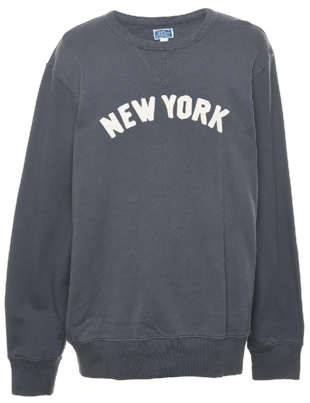 Elegant Style Grey New York Printed Sweatshirt - L
