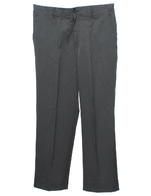 Lazy Style Izod Pinstriped Black Suit Trousers - W34 L30