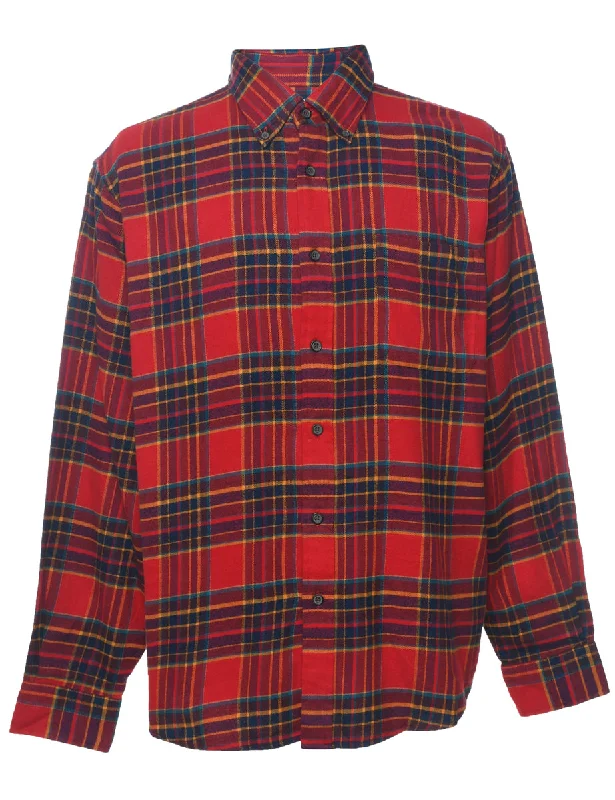 Soft Fabric Looks Land's End Checked Shirt - L