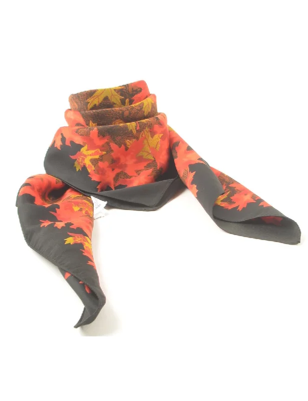 Warm Winter Series Leafy Print Scarf - M