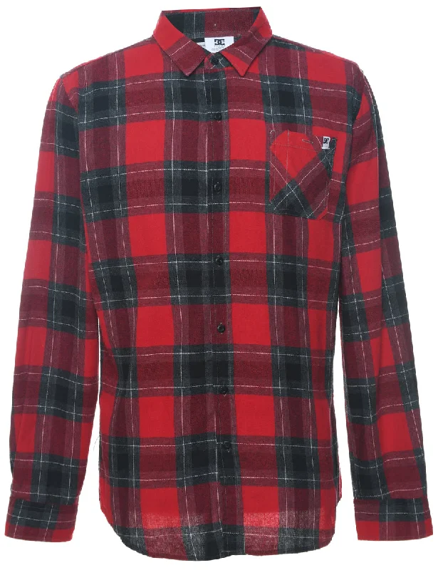 Sports Trend Long Sleeved Checked Shirt - L