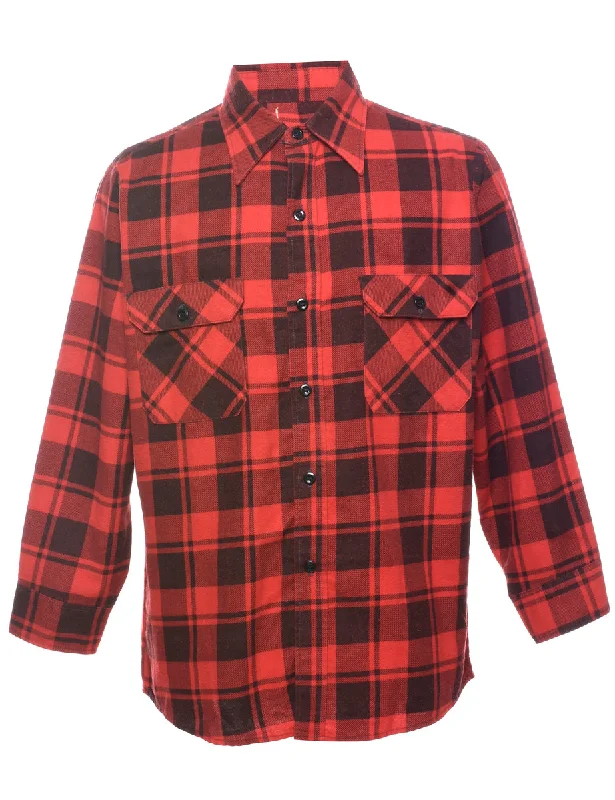 Comfortable Series Long Sleeved Checked Shirt - L