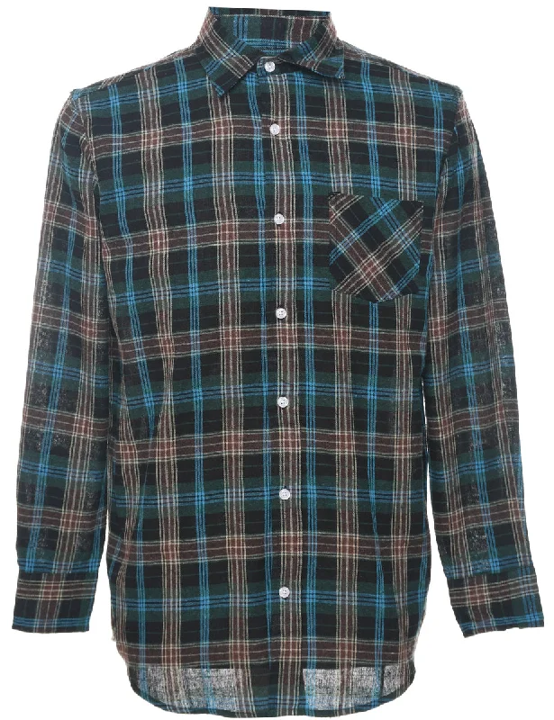 Smart Comfort Wear Long Sleeved Checked Shirt - M