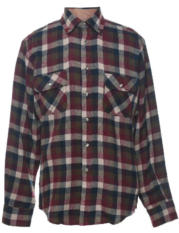 Breathable Comfort Long Sleeved Checked Shirt - M