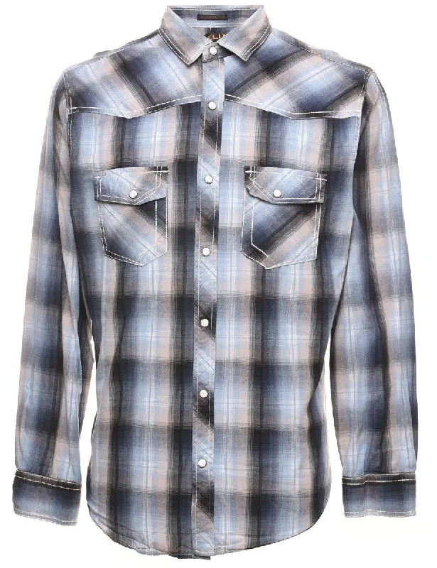 Youthful Long Sleeved Western Checked Shirt - M