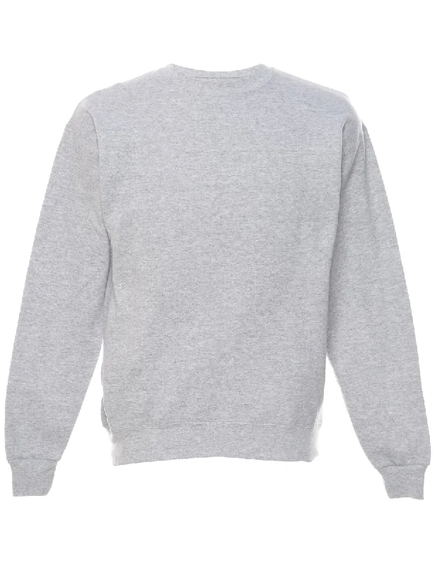 Fashionable And Versatile Marl Grey Plain Sweatshirt - S