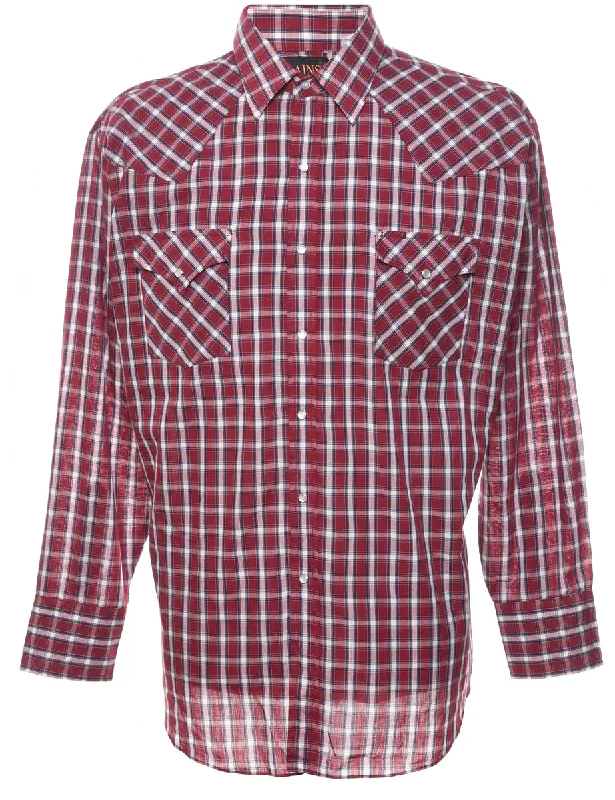 Elegant And Elegant Maroon Checked Shirt - XL
