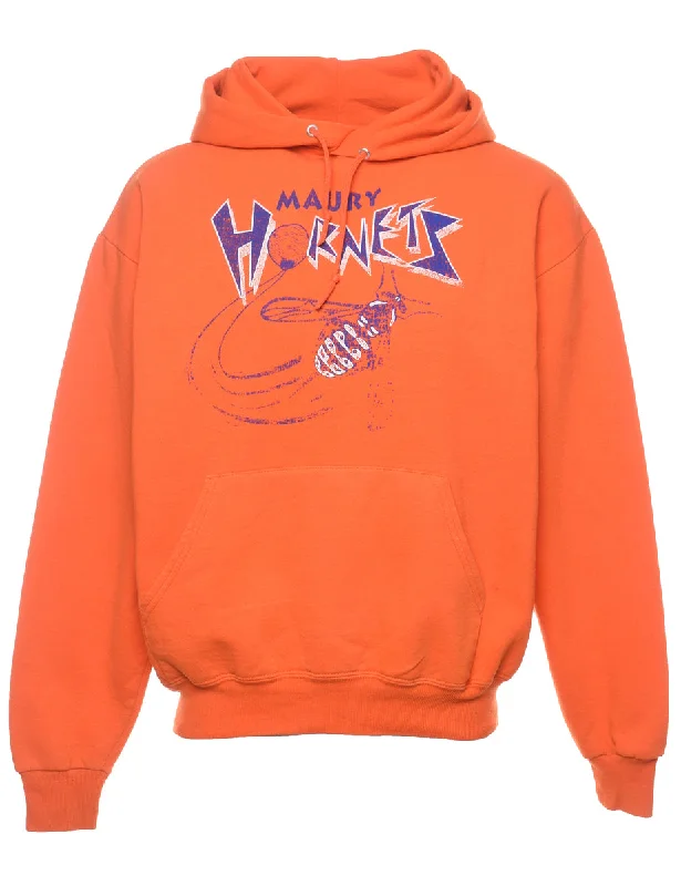 Casual Chic Maury Hornets Purple & Orange Graphic Printed Hoodie - M