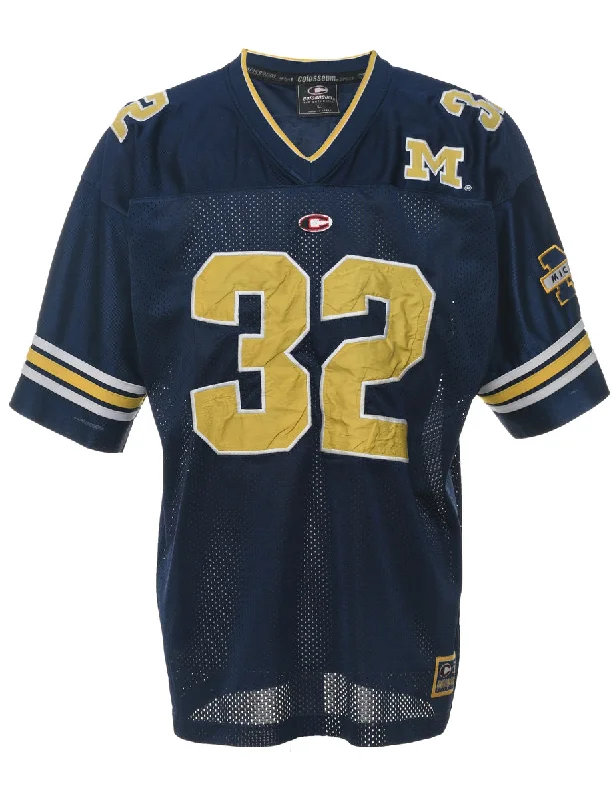 Soft Relaxation Wear Mesh Michigan Printed T-shirt - L