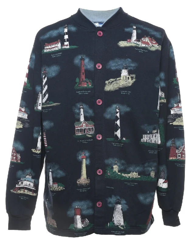 Quality Tailoring Nautical Navy Printed Sweatshirt - L