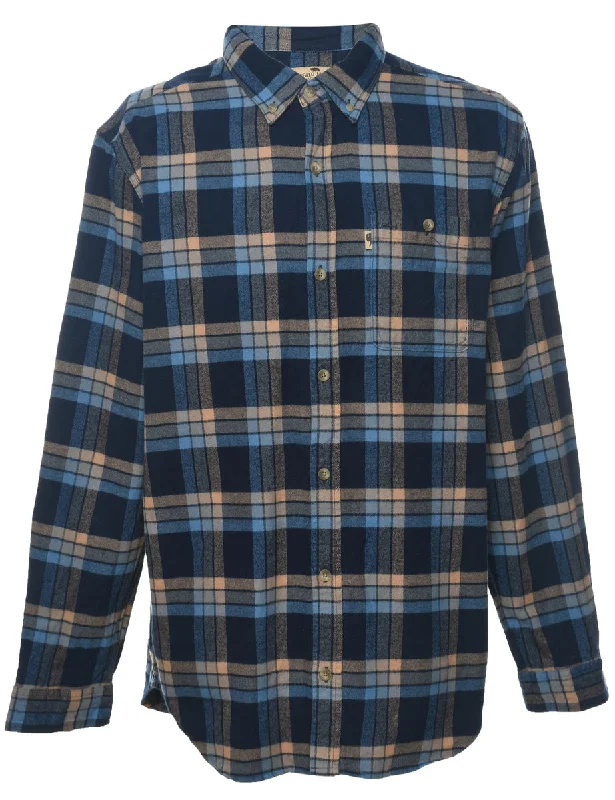 Comfortable Lifestyle Navy Checked Shirt - L