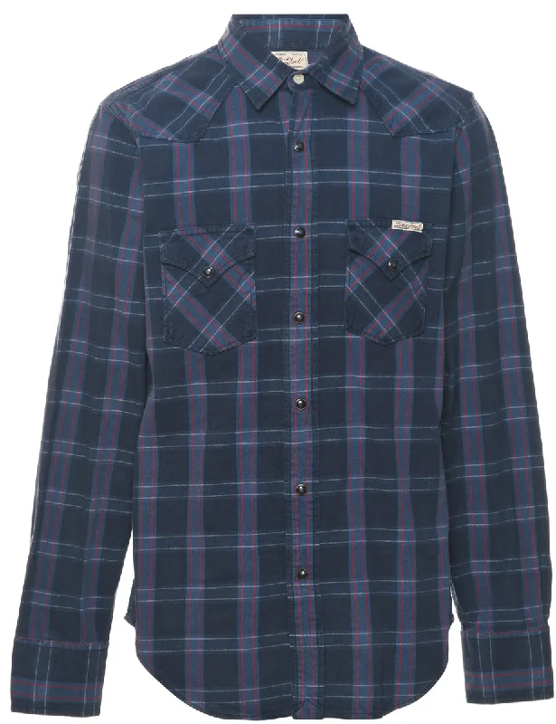 Celebrity Picks Navy Checked Shirt - S