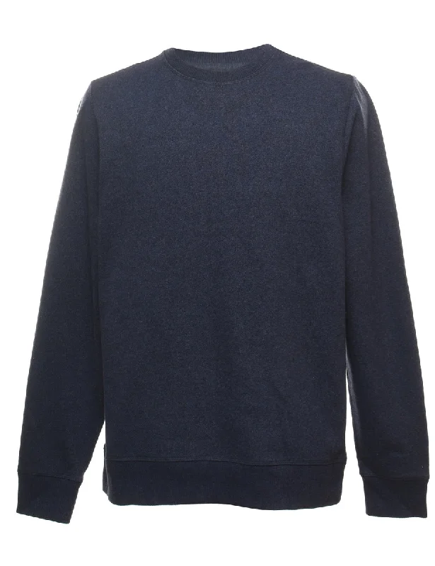 Mid-length Style Navy Plain Sweatshirt - L