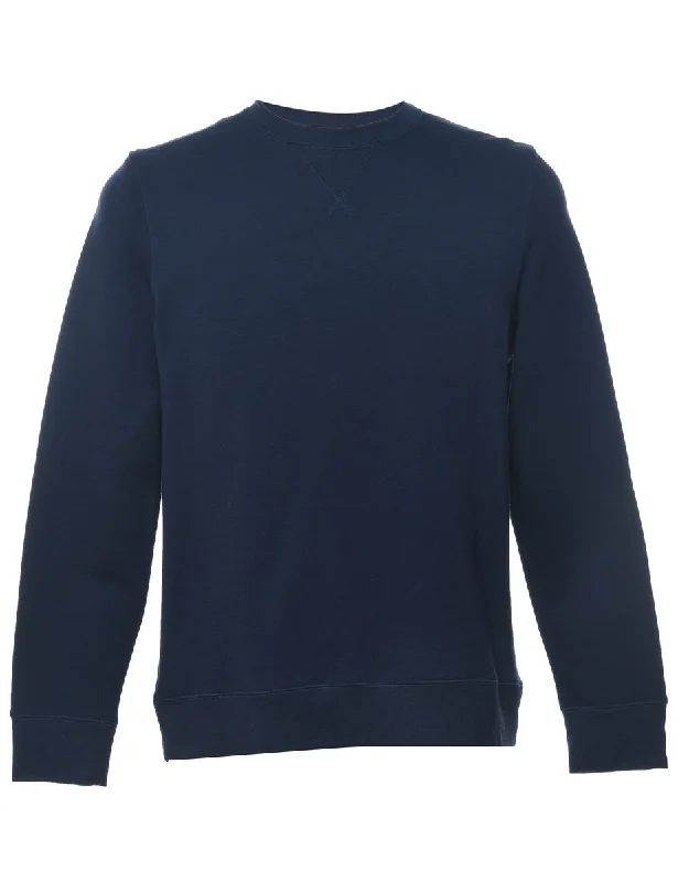 Slim Fit Navy Plain Sweatshirt - S