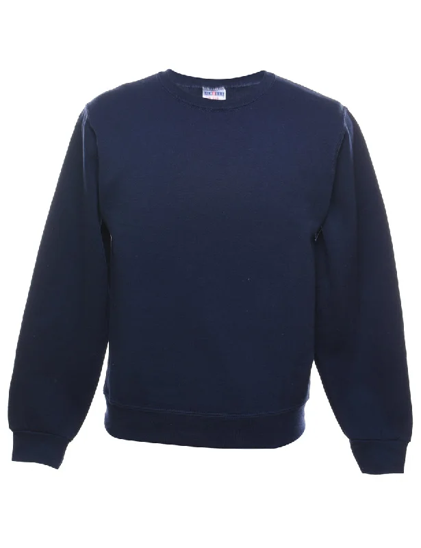 Comfortable Sweaters Navy Plain Sweatshirt - S