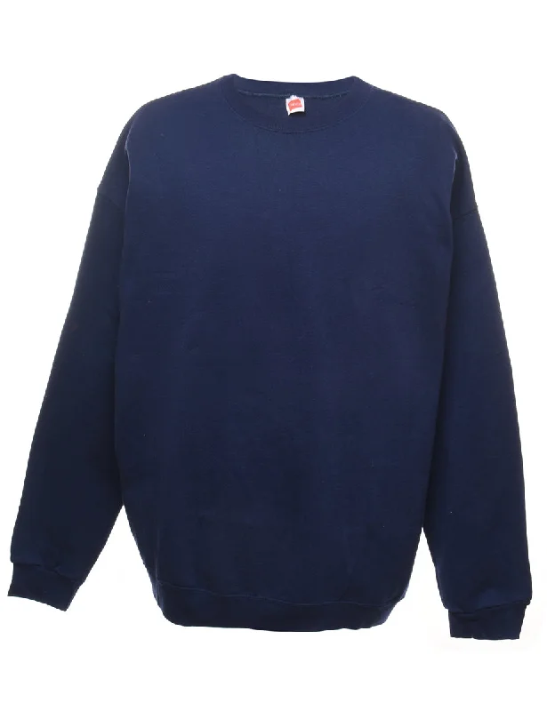 Celebrity Style Navy Plain Sweatshirt - XL